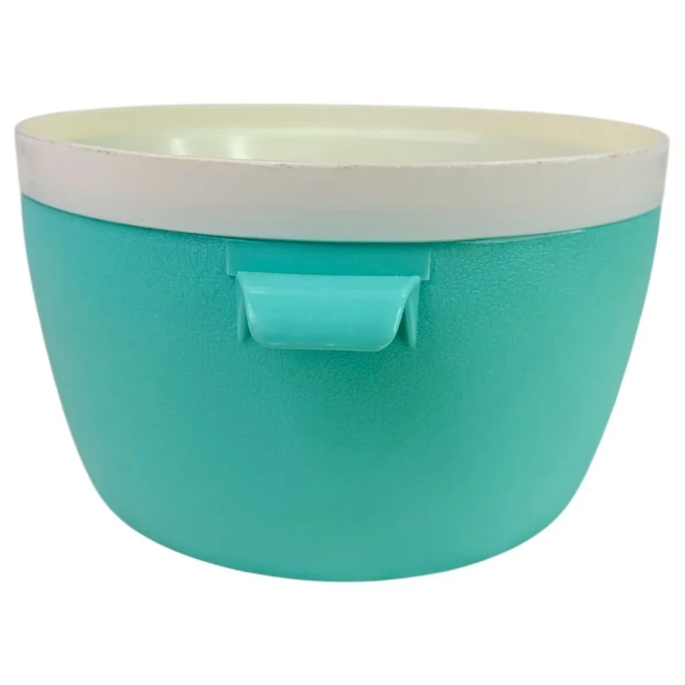 Vintage Bolero Therm-O-Ware Turquoise White Ice Bucket Insulated‎ Bowl With Lid